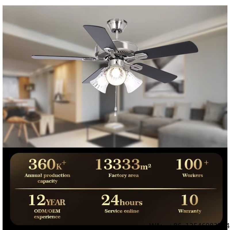 42インチの屋内用銅製モーター搭載シーリングファン。照明付き - Lighting Decor And More のレビューと価格